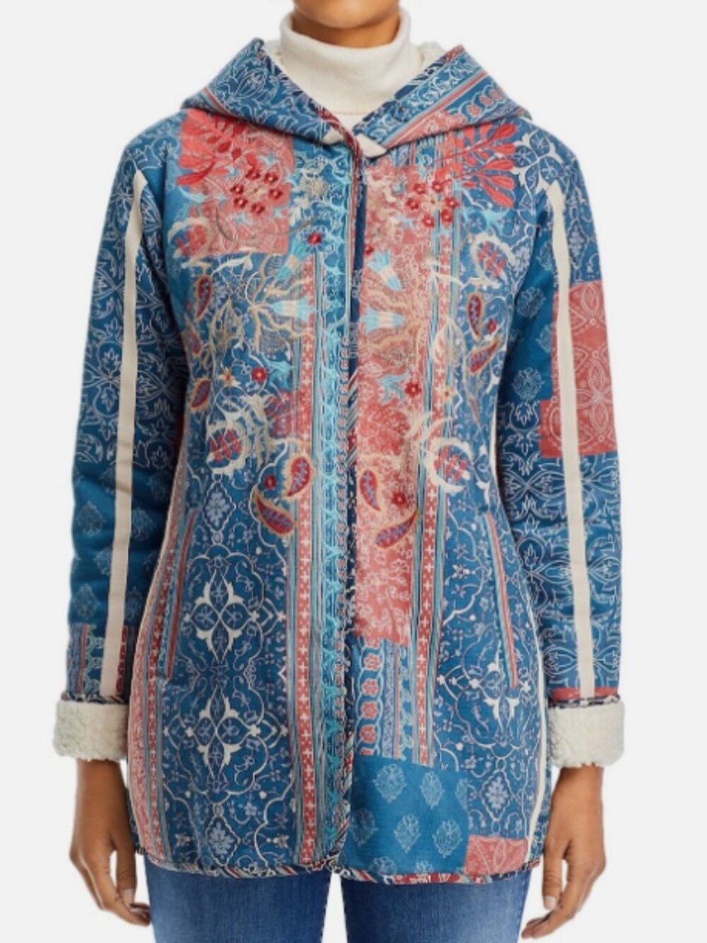 New L Johnny Was BIYA Orissa Faux Suede Patchwork Coat Jacket